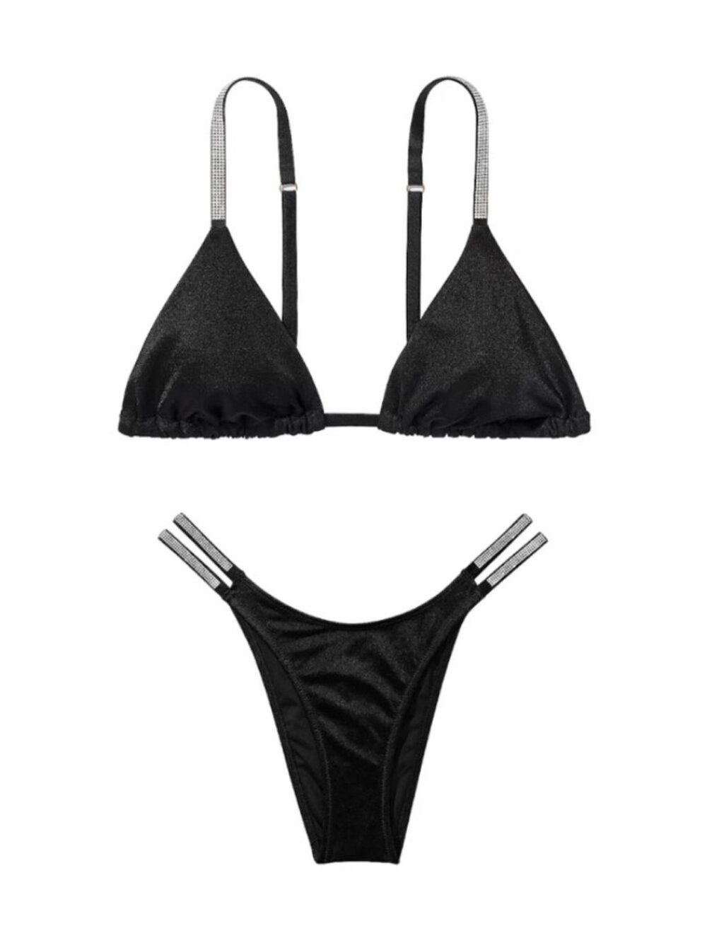 M/M Victoria Secret Swim Shine Strap Triangle Top Brazilian Bottom Bikini Set